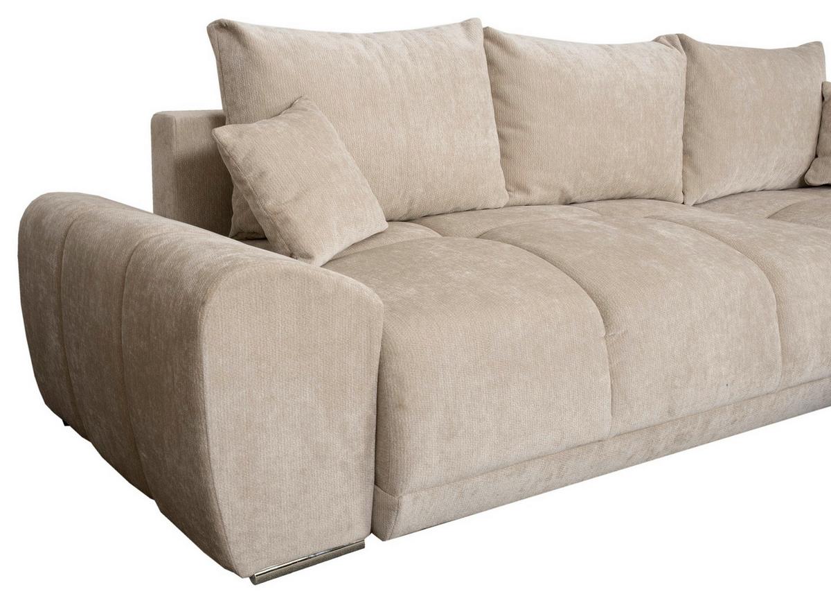 Eckschlafsofa Ramon Beige S: 296x182 cm - Chromfarben/Beige, Trend, Textil (296/182cm)