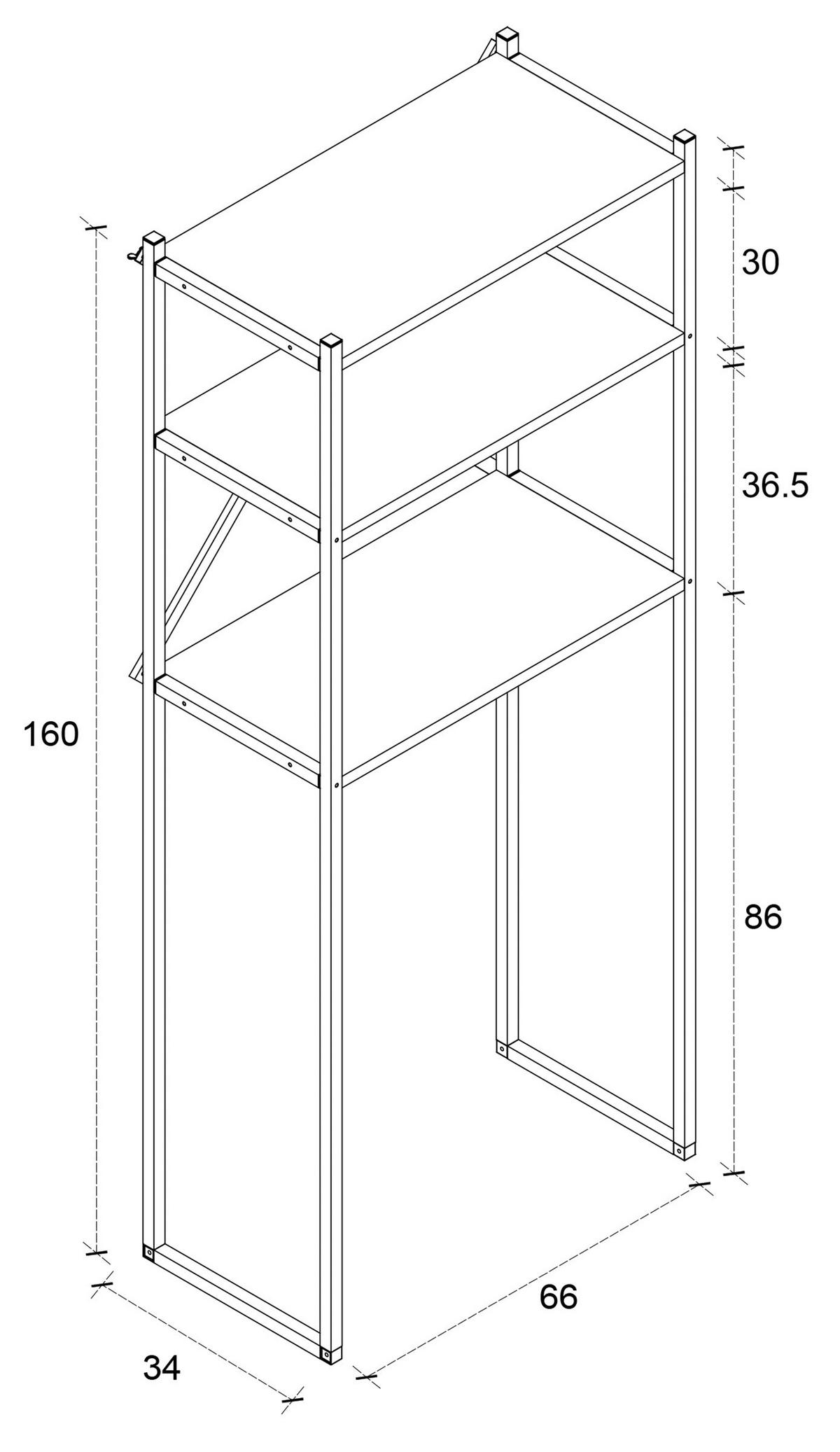 Waschmaschinenschrank Insasi - Honigeiche, MODERN, Holzwerkstoff/Metall (66/160/34cm) - MID.YOU