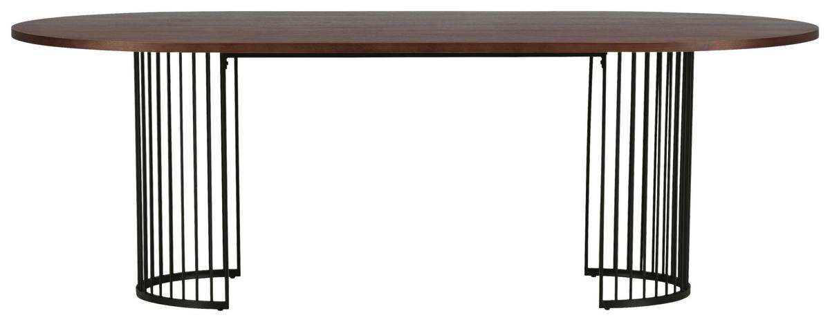 Esstisch Hamneksär - Dunkelbraun/Schwarz, Design, Holzwerkstoff/Metall (220/110/75cm) - Livetastic