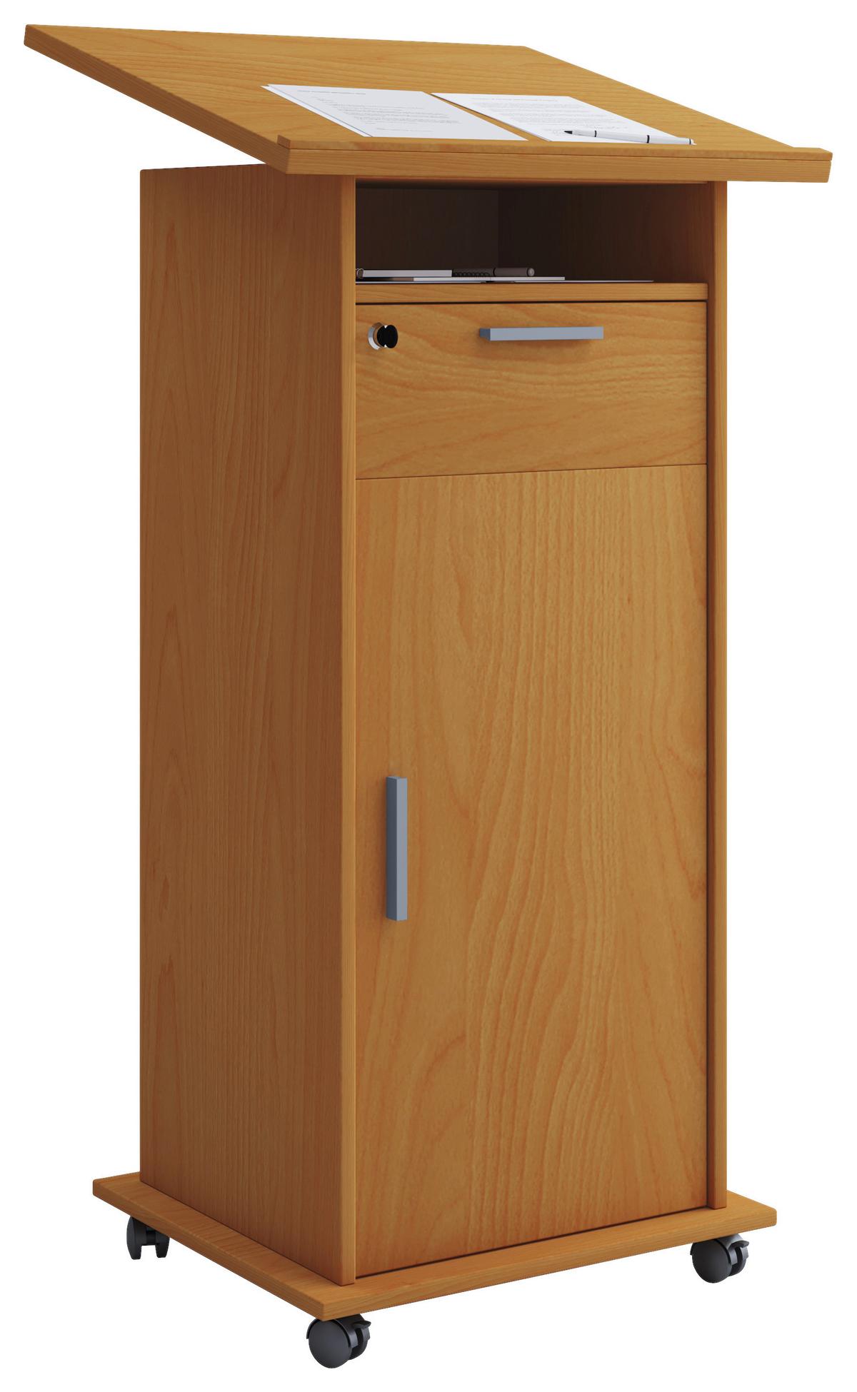 Stehpult mit Stauraum B: 60 cm H: 120 cm Meeta, Buche Dekor - Buchefarben, Basics, Holzwerkstoff (60/50/120cm) - MID.YOU