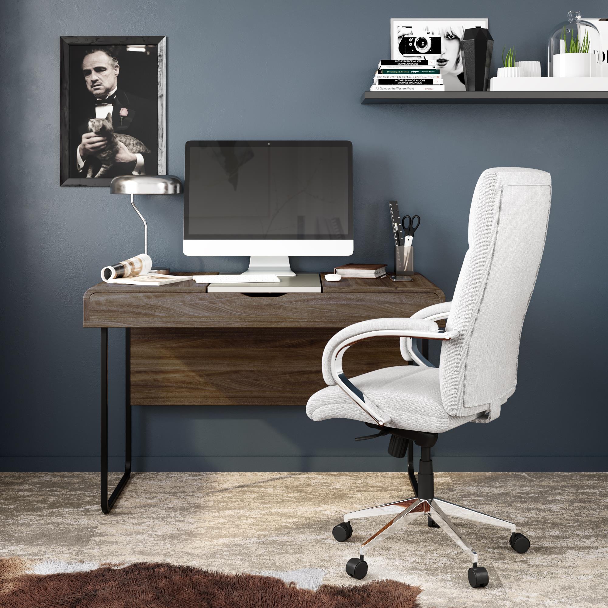 Schreibtisch Dorset Walnussfarben L: 118 cm - Walnussfarben/Schwarz, Design, Holzwerkstoff/Metall (118/76/59cm) - MID.YOU