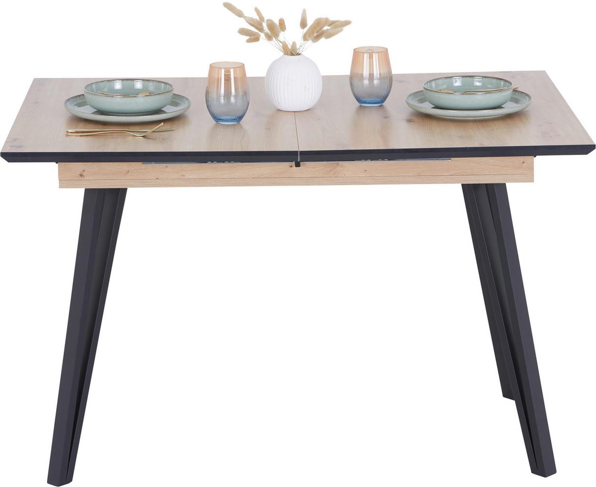 Rozkládací stůl 120-160/75/80cm - černá, Konvenční, kov/kompozitní dřevo (120-160/75/80cm)