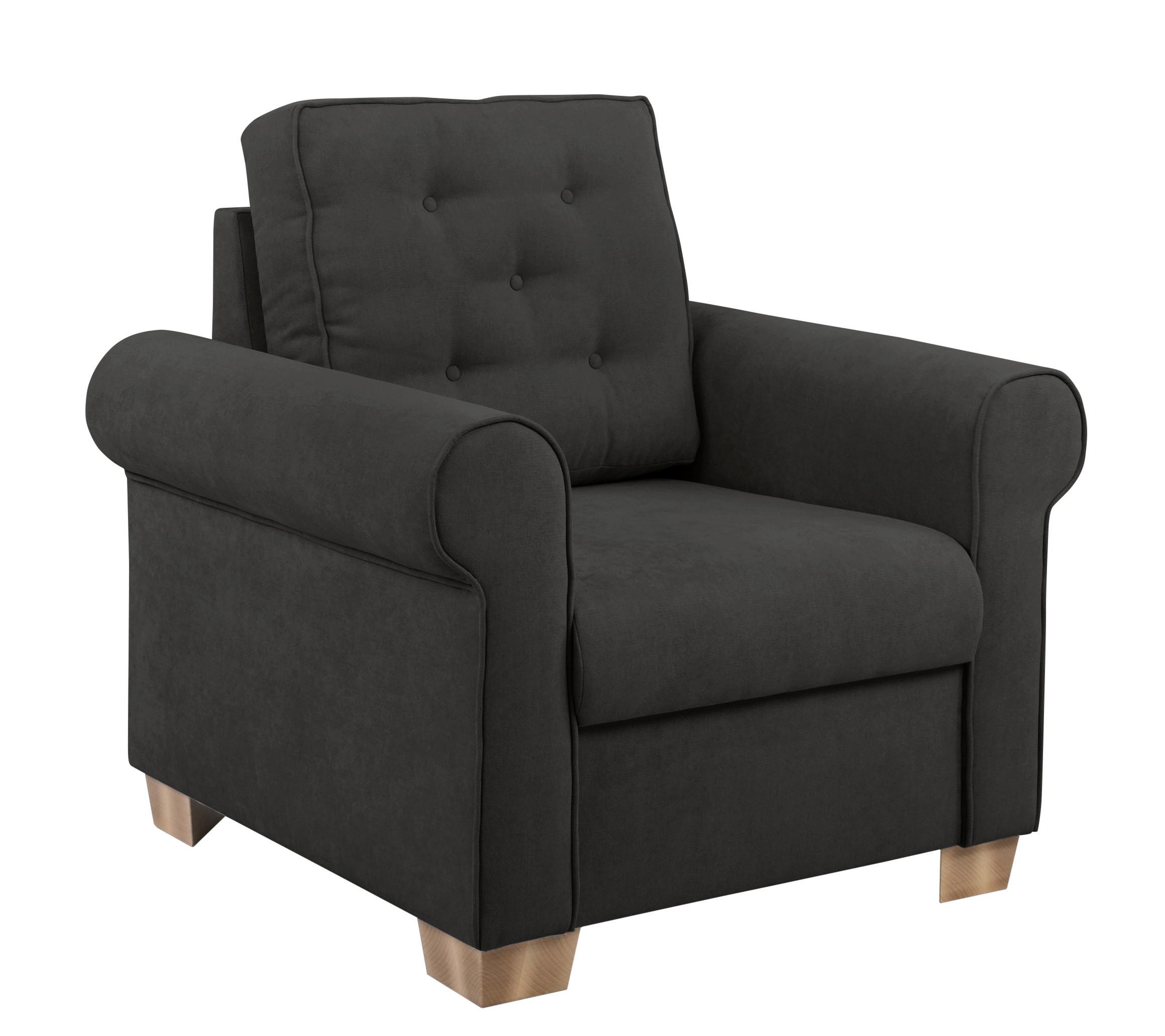 Sessel Arles, Schwarz 25 B: 93 Cm - Buchefarben/Schwarz, Design, Textil (93/89/82cm) - MID.YOU