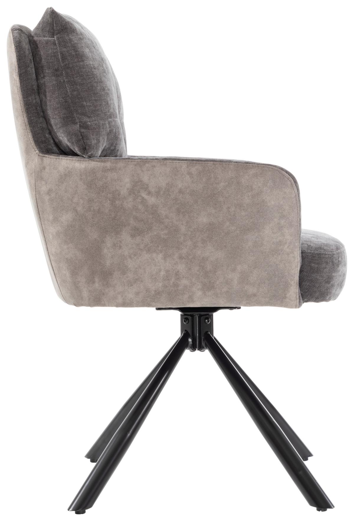 ŽIDLE S PODRUČKAMI SOPHIE - šedá/černá, Moderní, kov/textil (60/93/67cm) - Premium Living