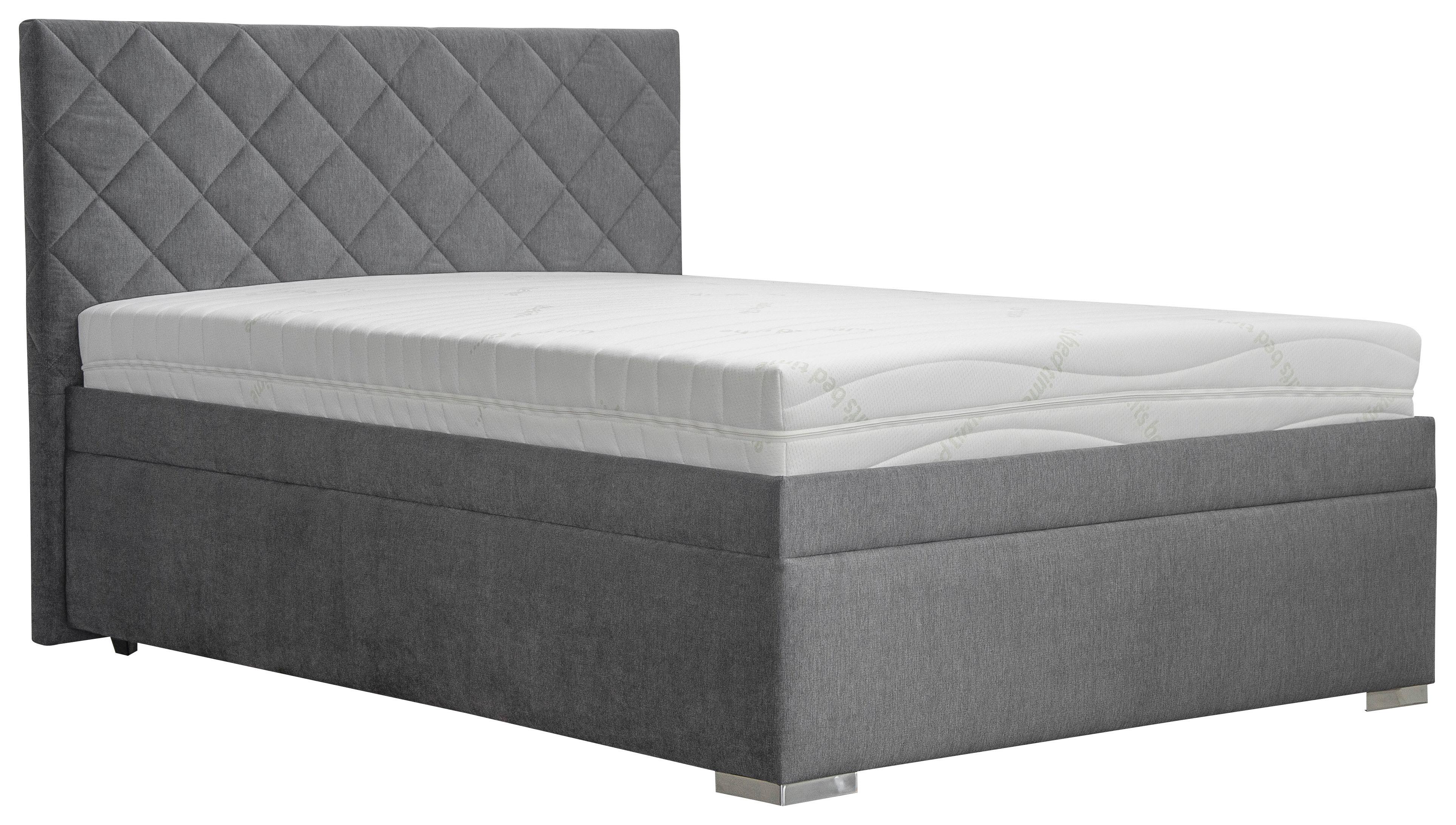 Čalouněná postel KLARA 140/200cm,tmavě šedá - tmavě šedá/barvy chromu, Moderní, dřevo/textil (140/200cm)