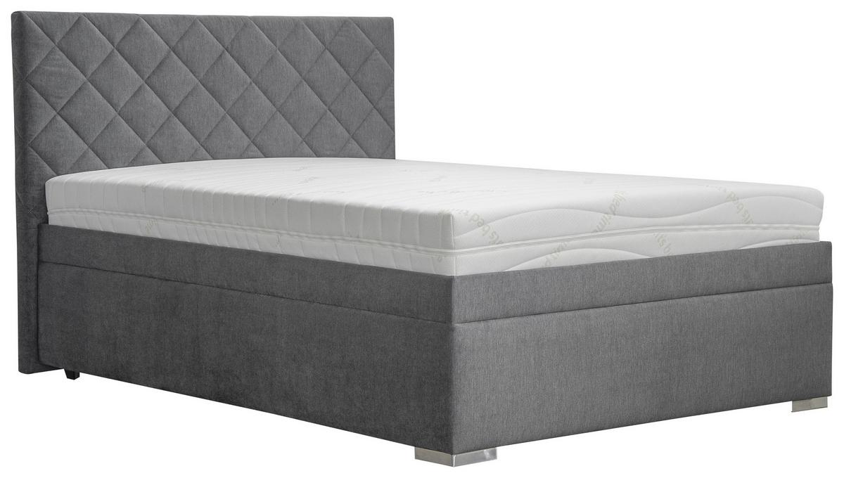 Čalouněná postel KLARA 140/200cm,tmavě šedá - tmavě šedá/barvy chromu, Moderní, dřevo/textil (140/200cm)