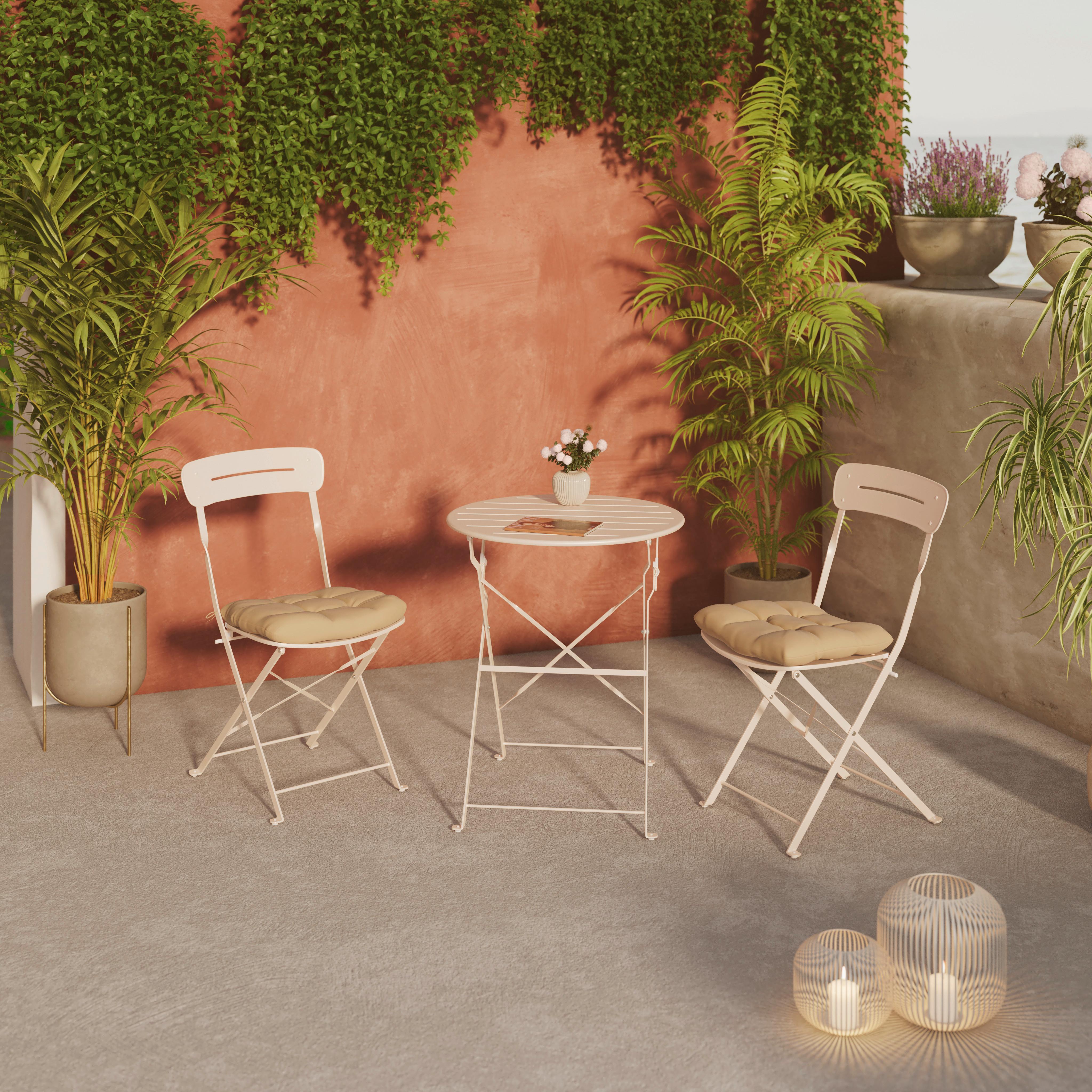 Balkonset Paris 3-tlg. Stahl In Beige - Beige/Weiß, MODERN, Metall - Beldano