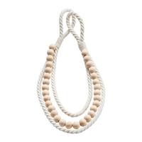 řasíci spona DRĚVĚNÉ KORÁLKY - krémová, Romantický / Rustikální, dřevo/textil (55cm) - Modern Living