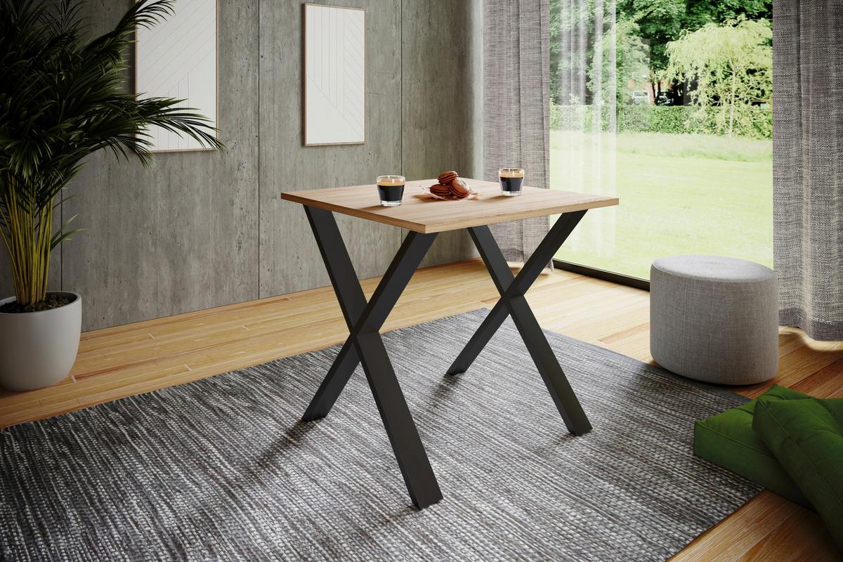 Esstisch Xona 80x50 Cm Schwarz/sonoma Eiche Dekor - Schwarz/Sonoma Eiche, Basics, Holzwerkstoff/Metall (80/50/76cm) - MID.YOU