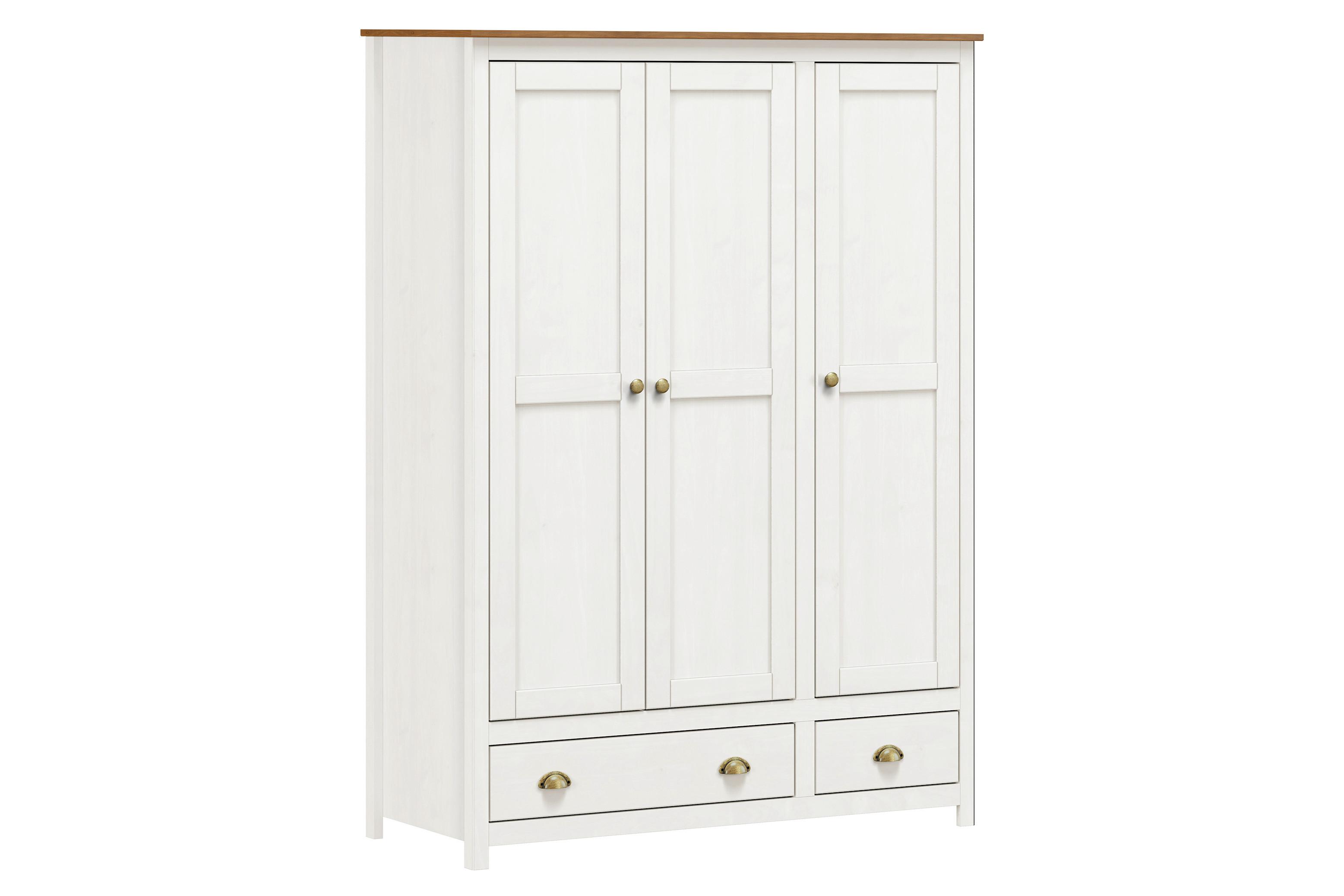 Drehtürenschrank Weiß B: 136 Cm - Weiß, Natur, Holz (136/185/54cm) - Livetastic