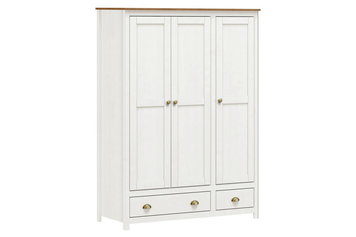 Drehtürenschrank Weiß B: 136 Cm - Weiß, Natur, Holz (136/185/54cm) - Livetastic