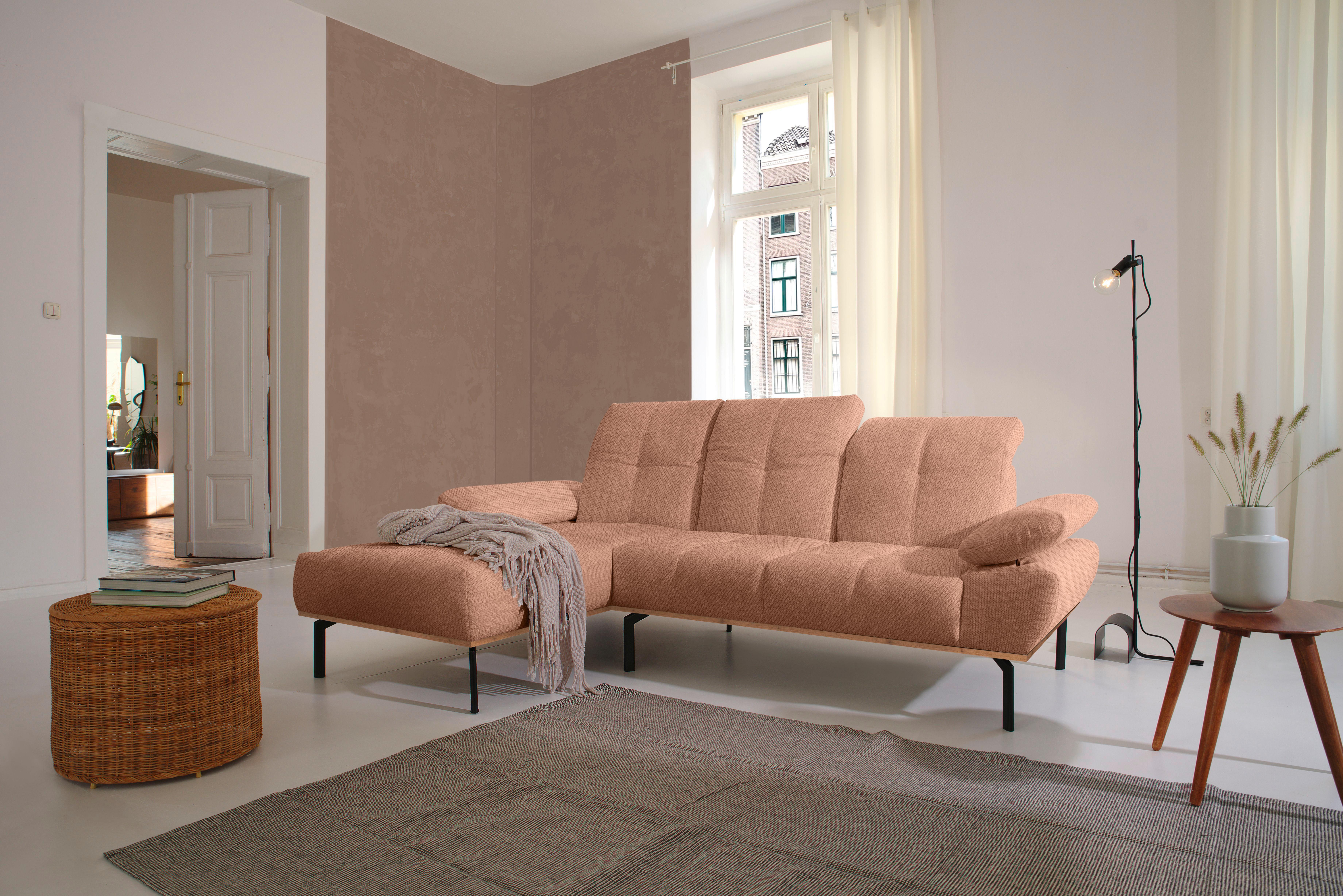 Ecksofa Rotbraun S: 242x170 cm - Wildeiche/Rotbraun, Design, Holz/Textil (242/170cm) - MID.YOU