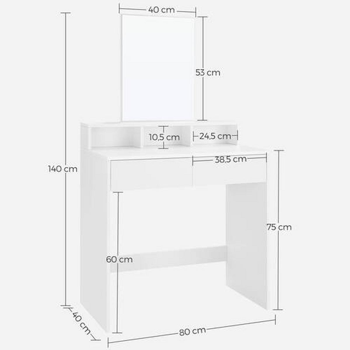 Toaletní stolek š. 40 cm, bílý - bílá, Trend, kompozitní dřevo/sklo (80/40/140cm) - Boxxx