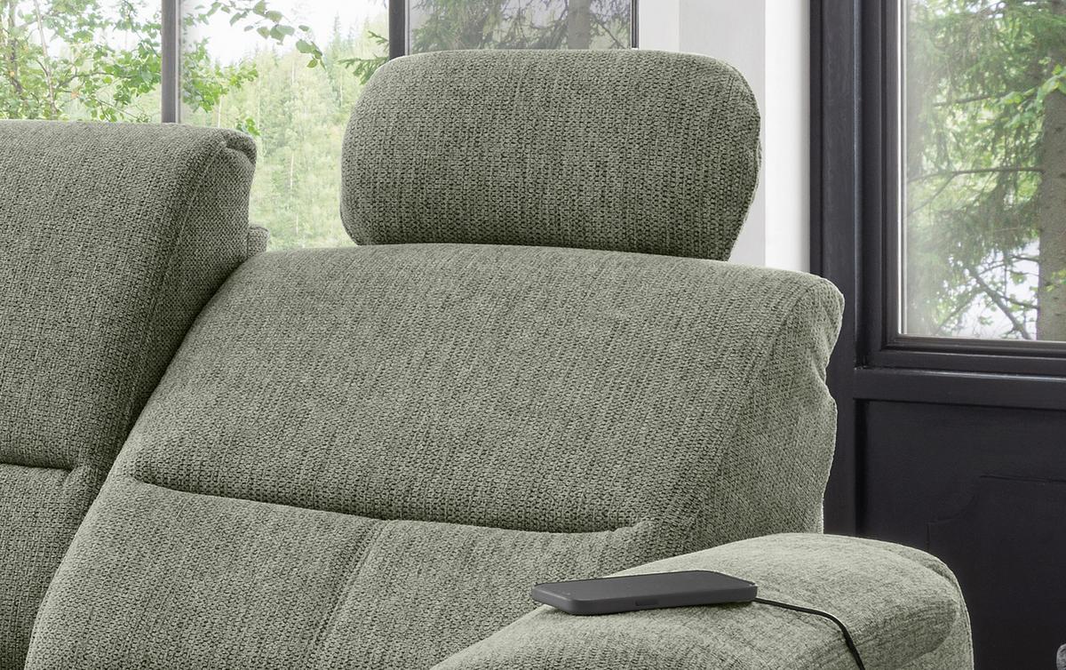 Ecksofa Mit Stauraum Parole Grün Chenille - Chromfarben/Grün, MODERN, Textil (165/231cm) - Livetastic