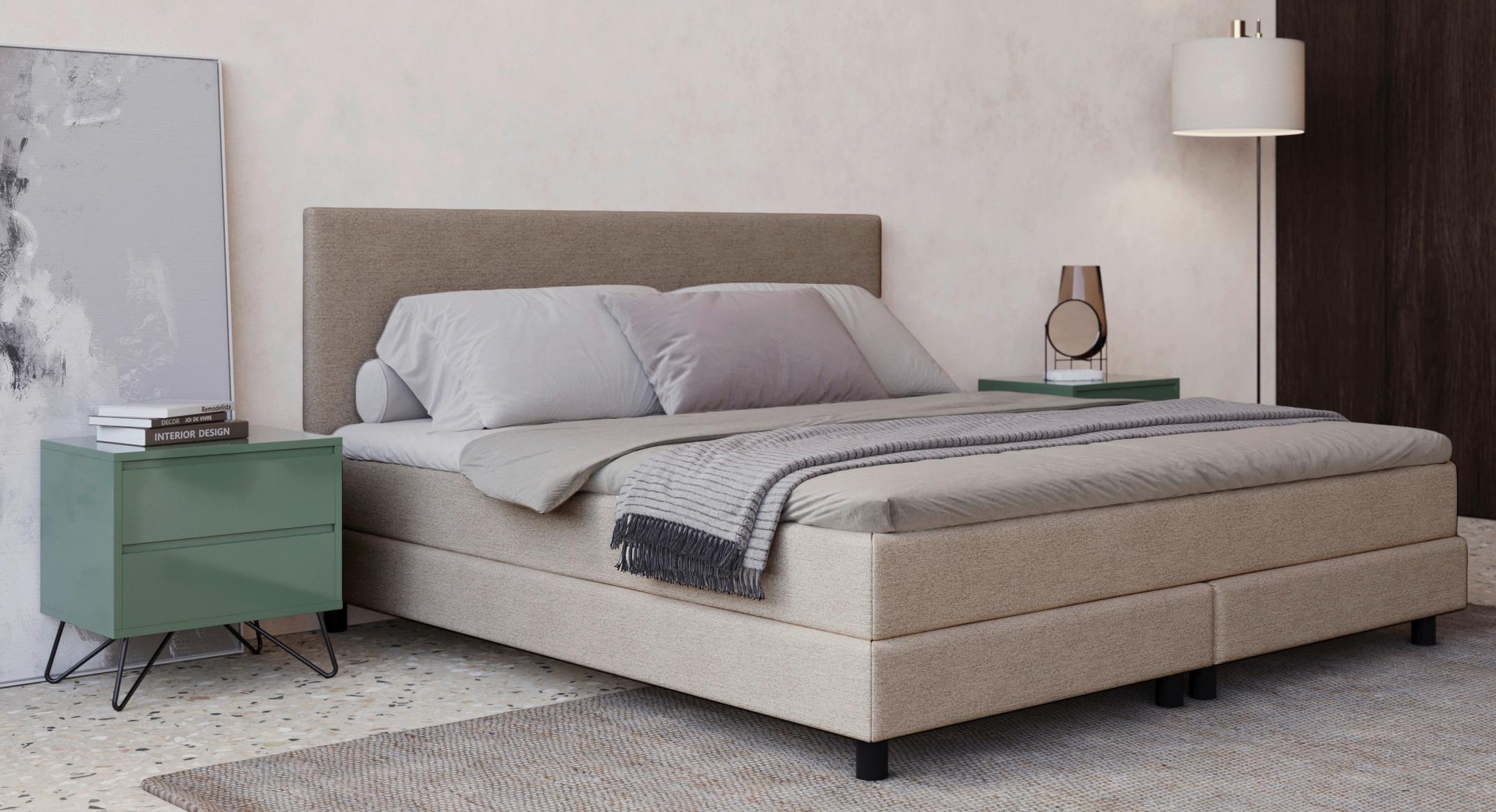 Box-ágy Andorra 180/200cm - bézs, Modern, faalapú anyag/textil (180/200cm) - MID.YOU