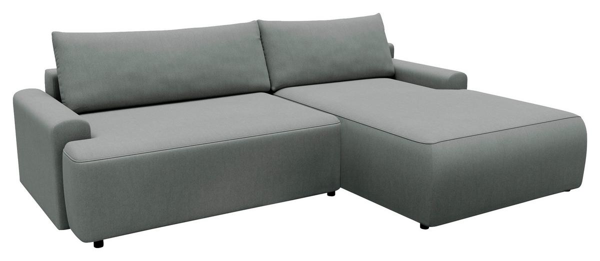 Eckschlafsofa Prag, Grau S: 253x167 cm - Schwarz/Grau, MODERN, Textil (253/167cm) - Trendmanufaktur