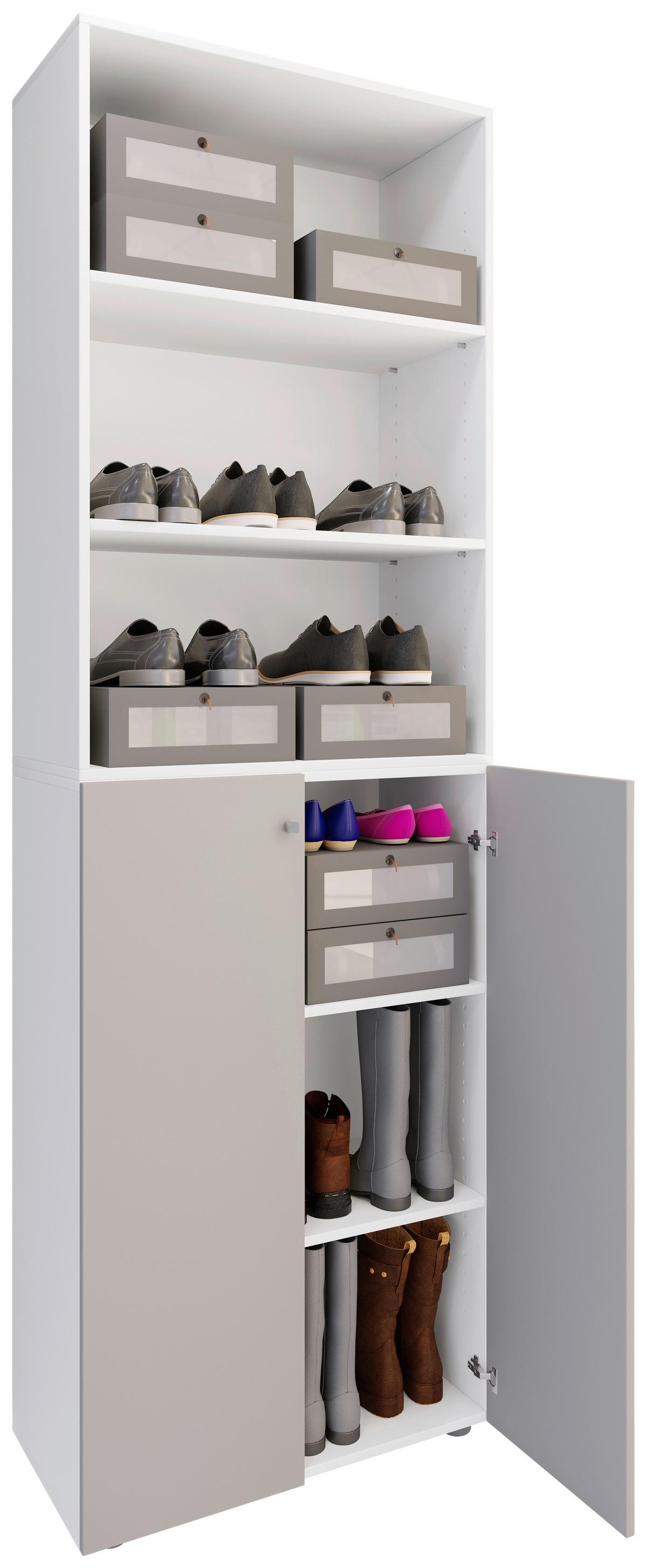 Schuhschrank Lona Grau Weiß B: 70 cm - Schwarz/Weiß, Design, Holzwerkstoff (70/220/40cm) - MID.YOU