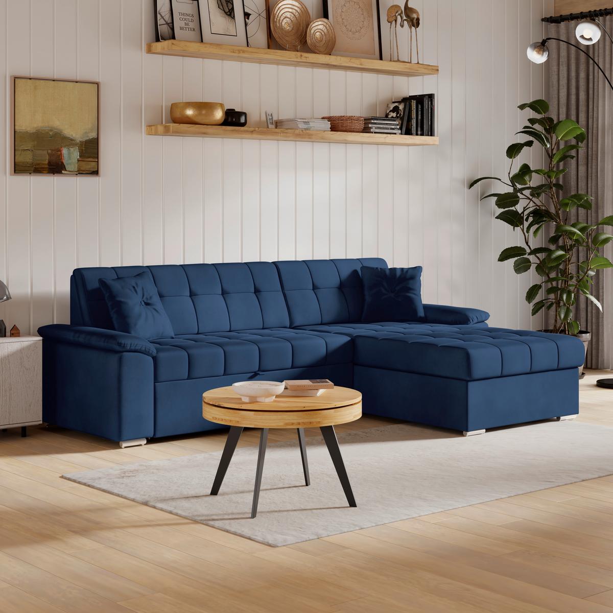Ecksofa Bali blau, 208x120cm - Blau, Trend, Textil (257/167cm) - Livetastic