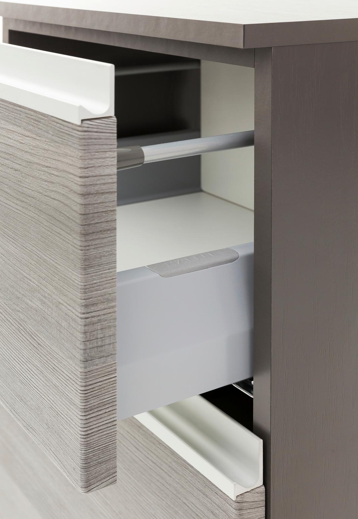 Hochschrank Mit Soft-Close Arezzo 40cm, Graphit/Eiche - Silberfarben/Graphitfarben, Basics, Holzwerkstoff (40/180/35cm) - Held