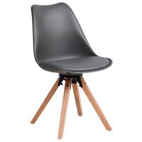 Schalenstuhl Malmö Grau Lederlook Mit Echtholz-Beinen - Eichefarben/Grau, MODERN, Holz/Kunststoff (56/85/49cm) - Luca Bessoni