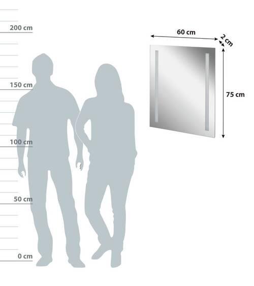 Wandspiegel Linear Rechteckig 60x75 cm ohne Rahmen mit Led - Basics, Glas (60/75/2cm) - MID.YOU
