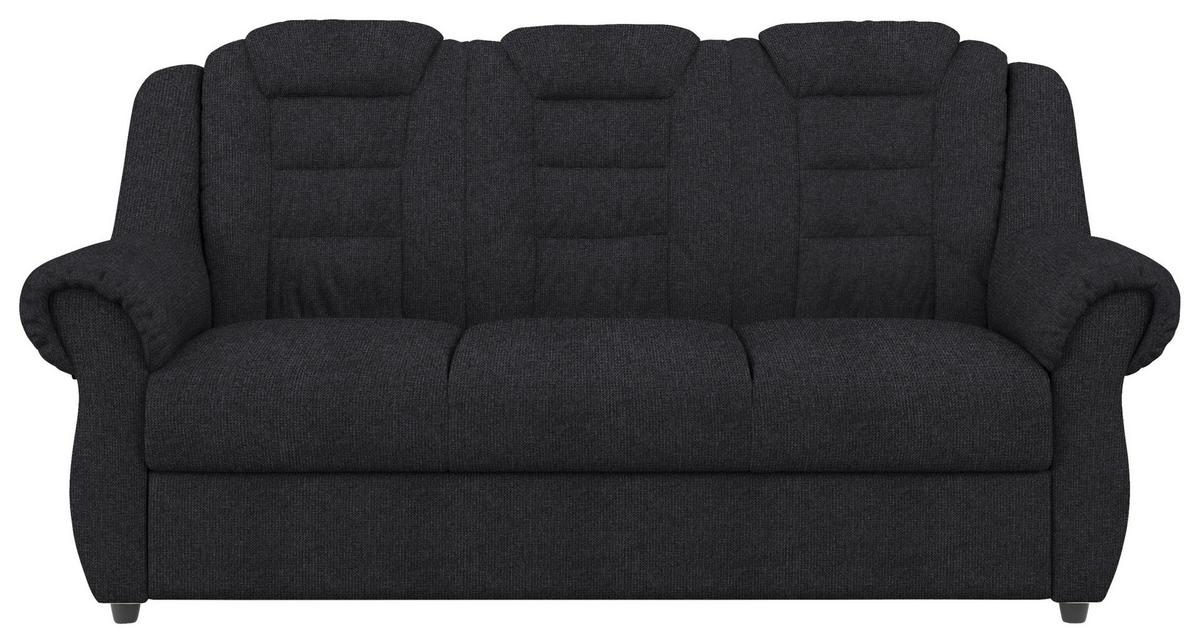 Sitzgarnitur 3-tlg. Boston Schwarz Chenille - Schwarz, KONVENTIONELL, Textil - Livetastic