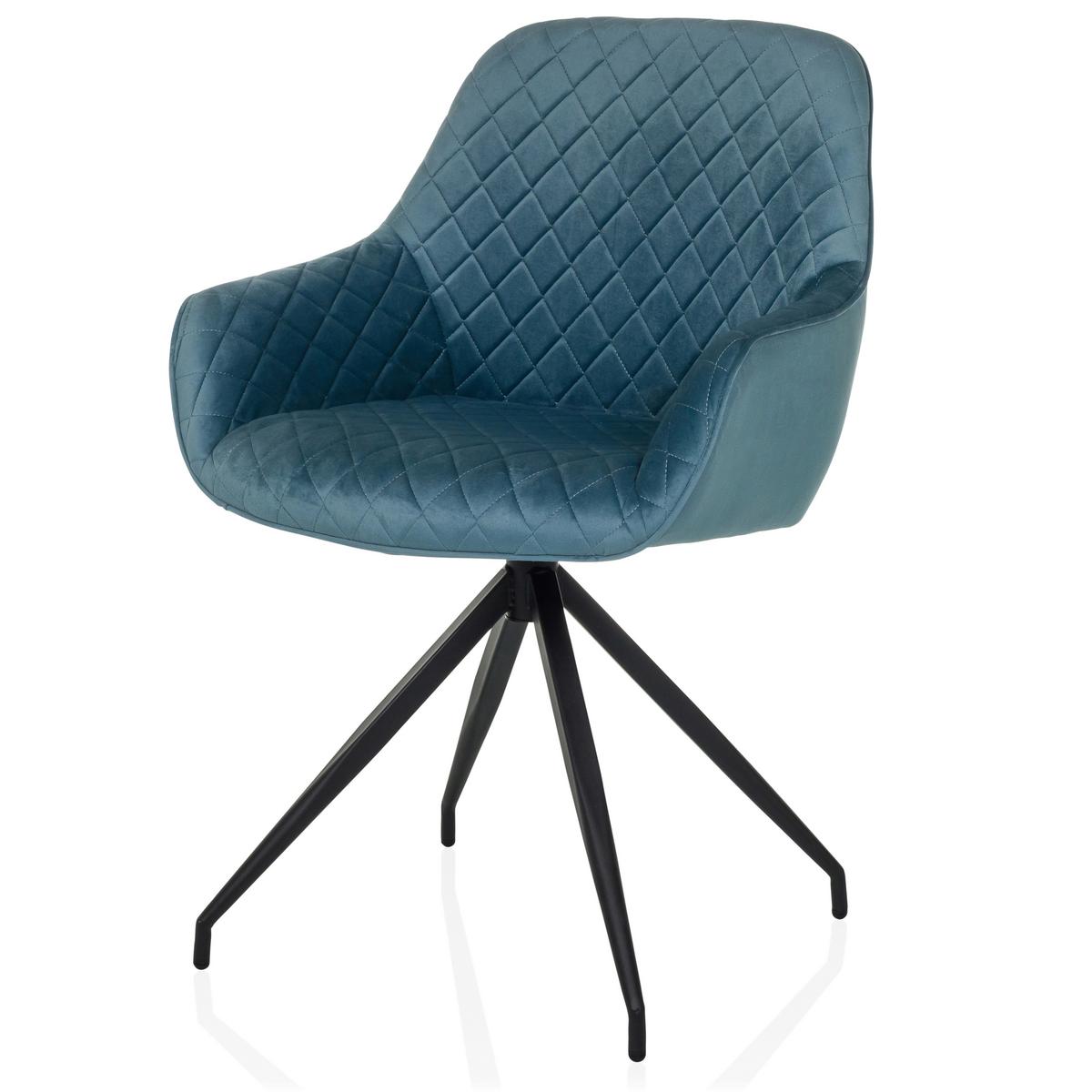 Armlehnstuhl Elverum Blaugrau B: 58 Cm - Blaugrau/Schwarz, MODERN, Textil/Metall (58/87/57cm) - MID.YOU