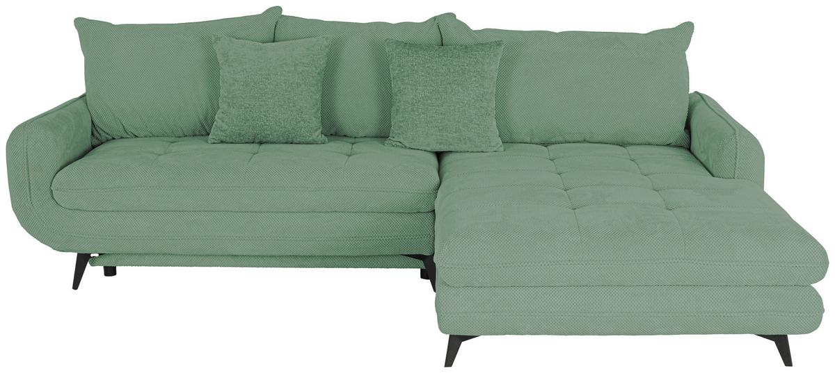Sedací souprava WAVE - černá/mátově zelená, Moderní, kov/dřevo (266/189cm)