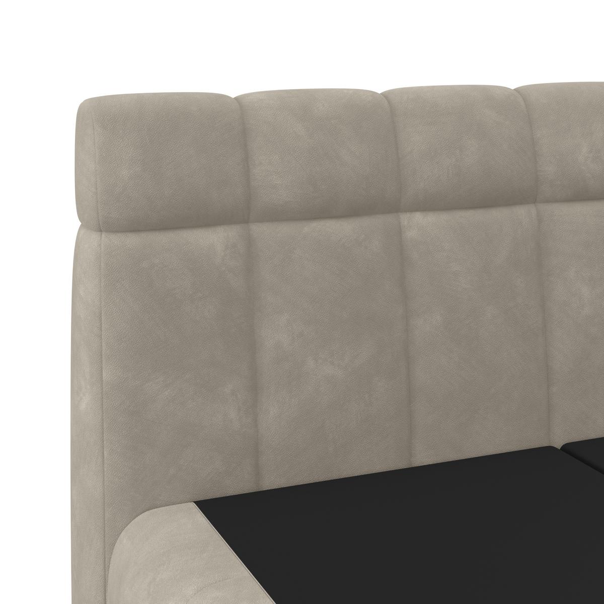 Boxspringbett Nobu O. Matratze Taupe, Lf: 160x200 Cm - Taupe/Schwarz, Trend, Holz/Textil (160/200cm)