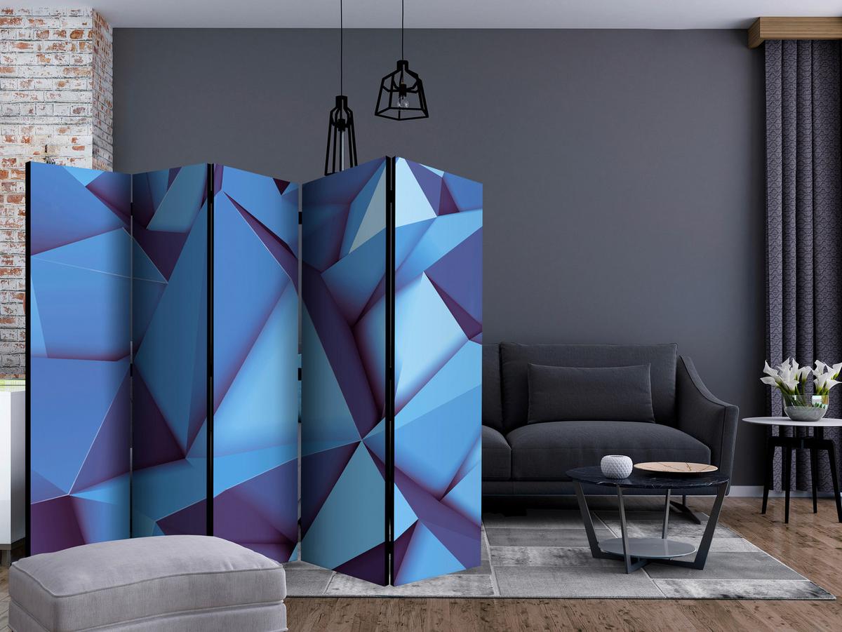 Paravent Blau Hellblau B: 225 cm - Blau/Hellblau, Basics, Holz/Textil (225/172/3cm) - artgeist