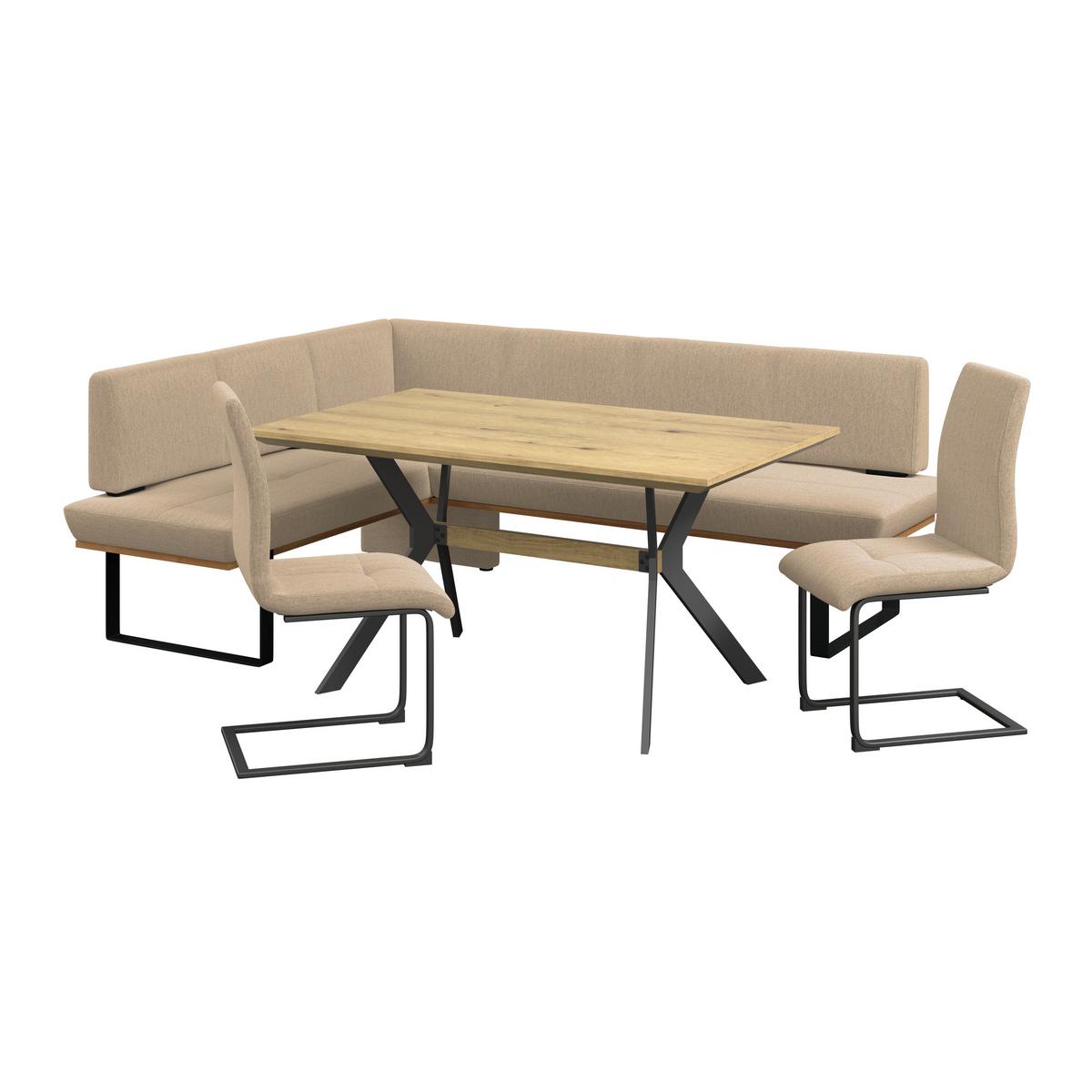 Eckbank Tristan Webstoff beige, S:175x245cm - Beige/Schwarz, MODERN, Holz/Textil (175/245cm) - James Wood