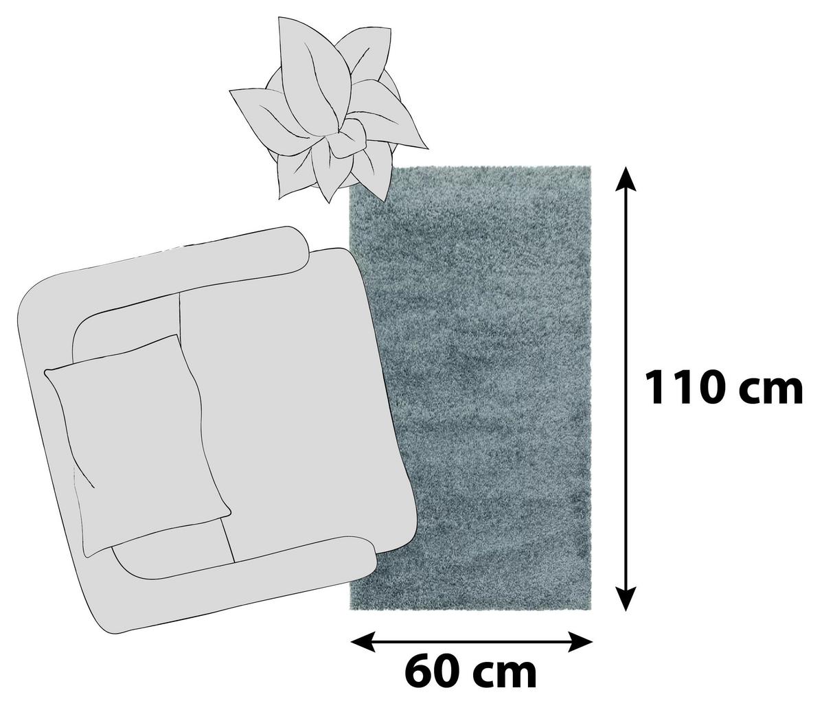 Hochflor Teppich Hellblau Naturfaser Sydney 60x110 cm - Hellblau, Basics, Textil (60/110cm)