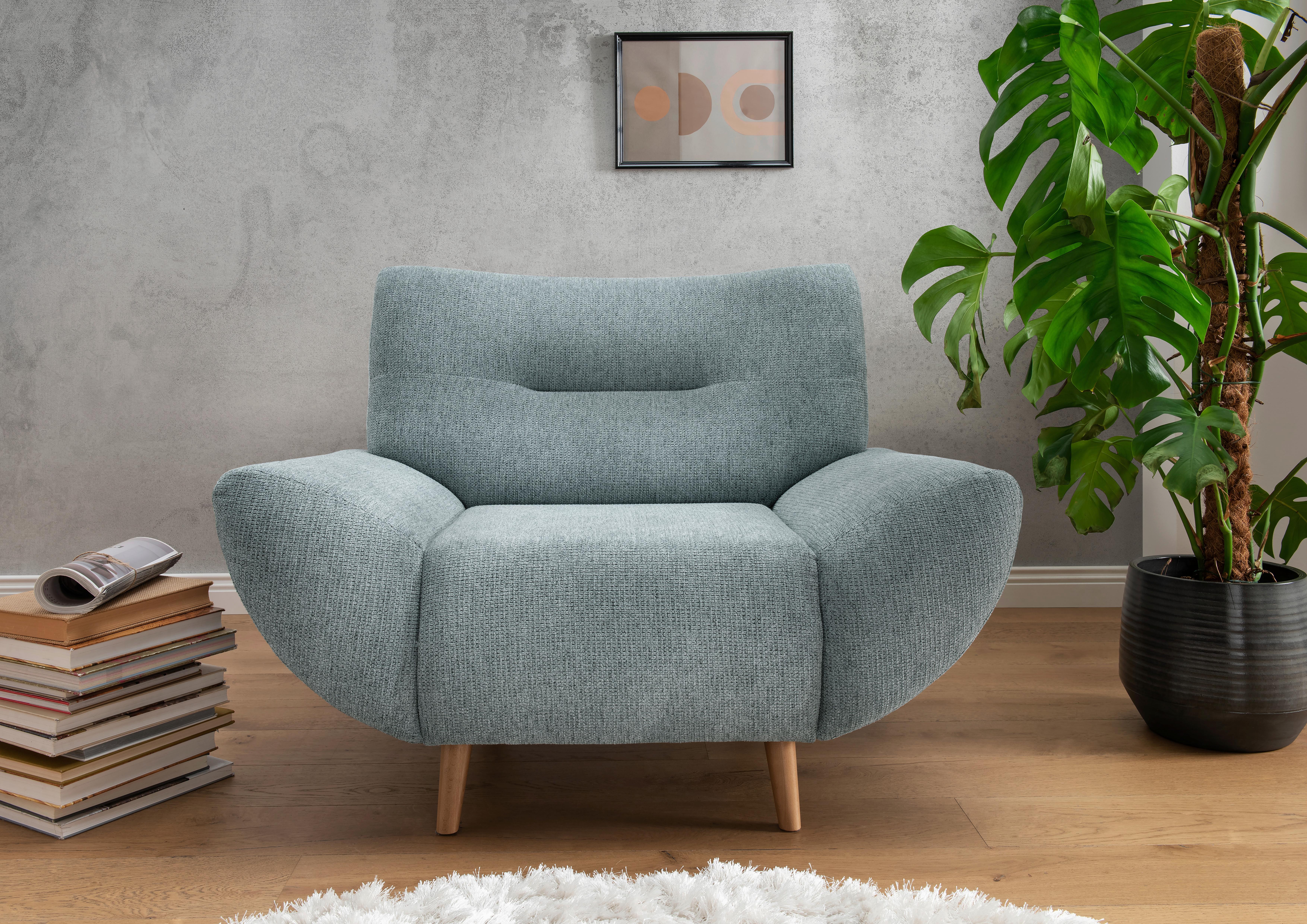 Sessel Drago Blau B/H/T: 111/81/90 cm - Wildeiche/Blau, MODERN, Textil (111/81/90cm) - MID.YOU