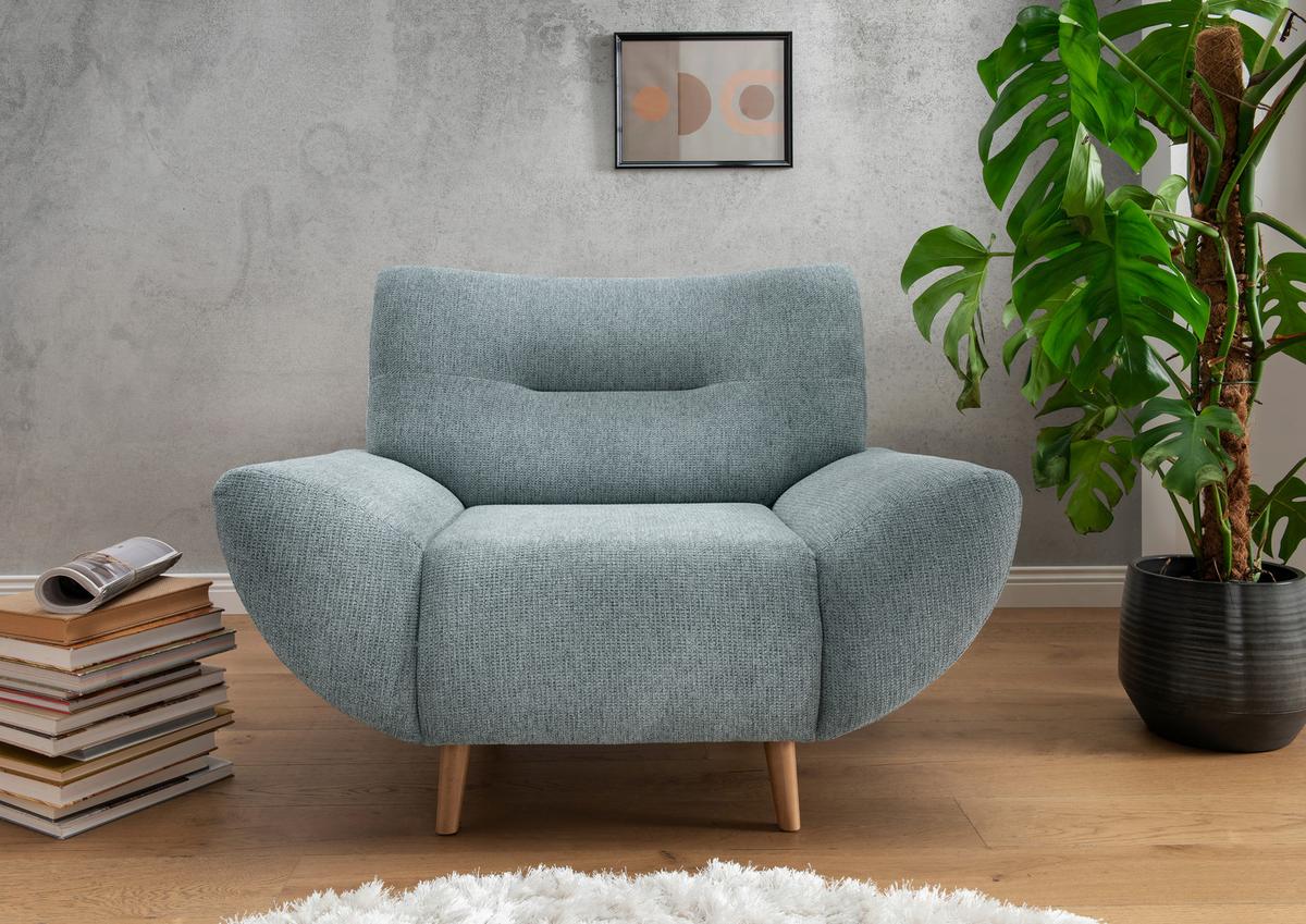 Sessel Drago Blau B/H/T: 111/81/90 cm - Wildeiche/Blau, MODERN, Textil (111/81/90cm) - MID.YOU