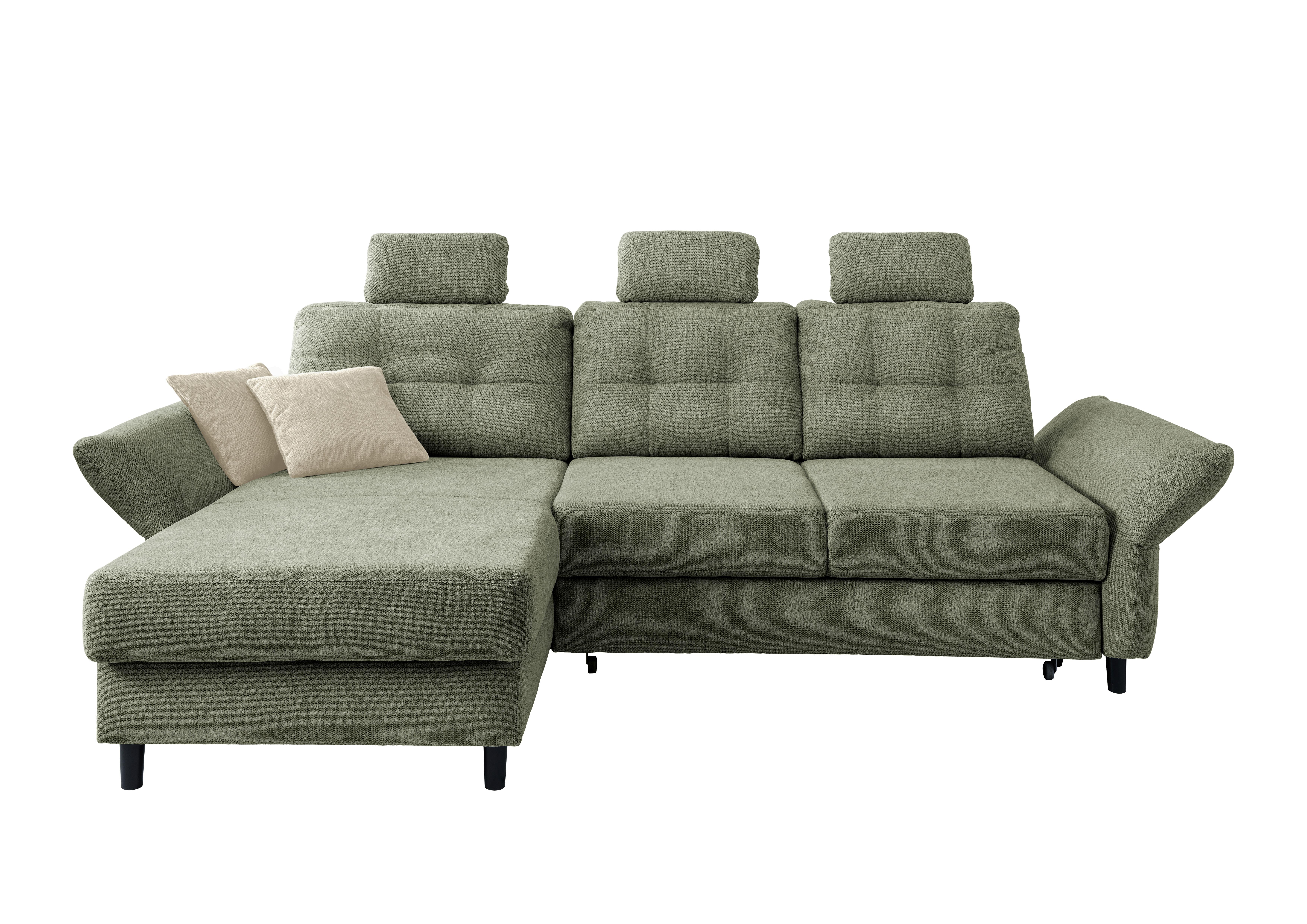 Ecksofa Brizzini Dunkelgrün S: 176x250-280 cm - Dunkelgrün/Beige, MODERN, Textil (176/250-280cm) - Livetastic