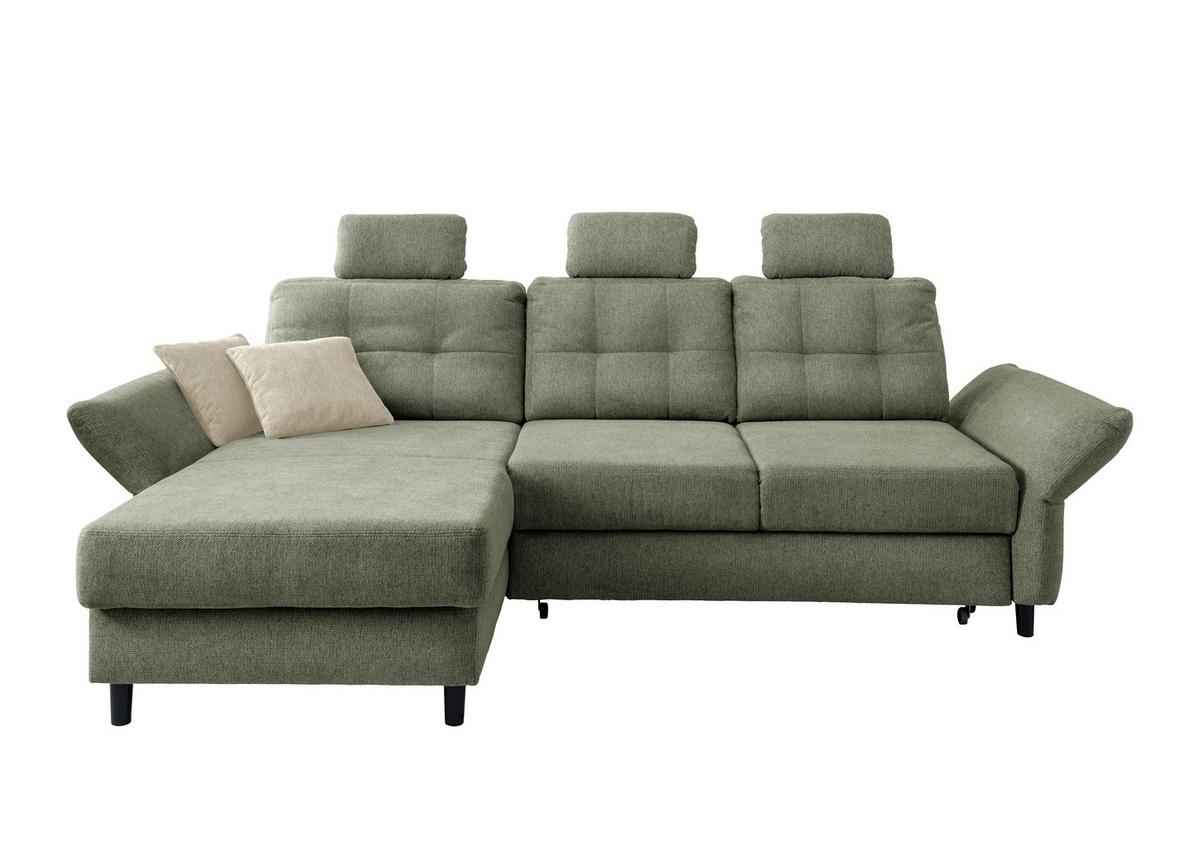 Ecksofa Brizzini Dunkelgrün S: 176x250-280 Cm - Dunkelgrün/Beige, MODERN, Textil (176/250-280cm) - Livetastic