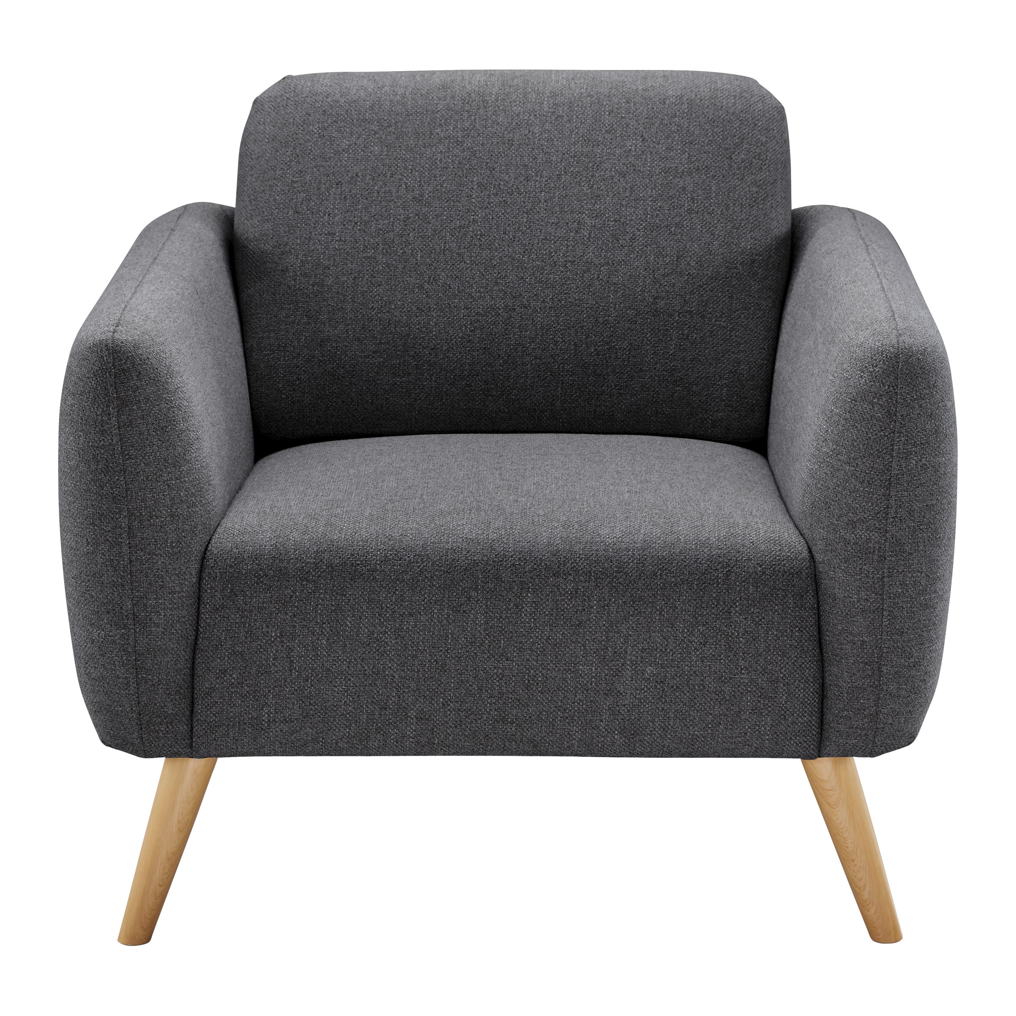 Malé křeslo PIA, tmavě šedé - tmavě šedá/přírodní barvy, Moderní, dřevo/textil (86/76/75cm) - Bessagi Home