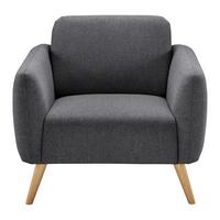 Malé křeslo PIA, tmavě šedé - tmavě šedá/přírodní barvy, Moderní, dřevo/textil (86/76/75cm) - Bessagi Home