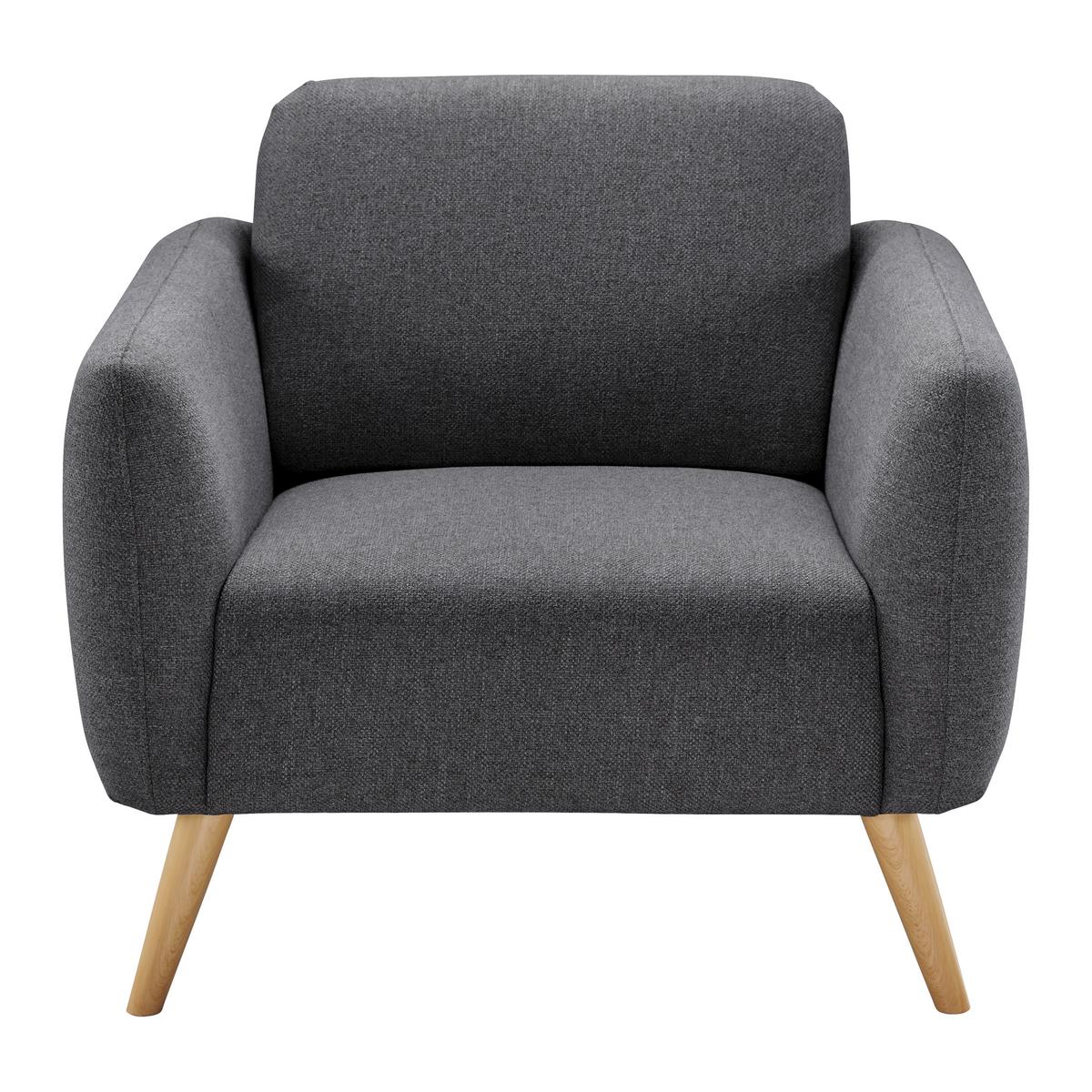 Malé křeslo PIA, tmavě šedé - tmavě šedá/přírodní barvy, Moderní, dřevo/textil (86/76/75cm) - Bessagi Home