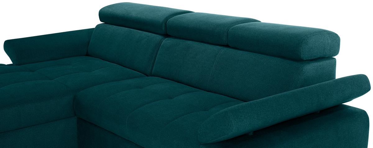 Ecksofa Perry - Dunkelgrün/Silberfarben, Design, Textil (183/292cm) - Livetastic