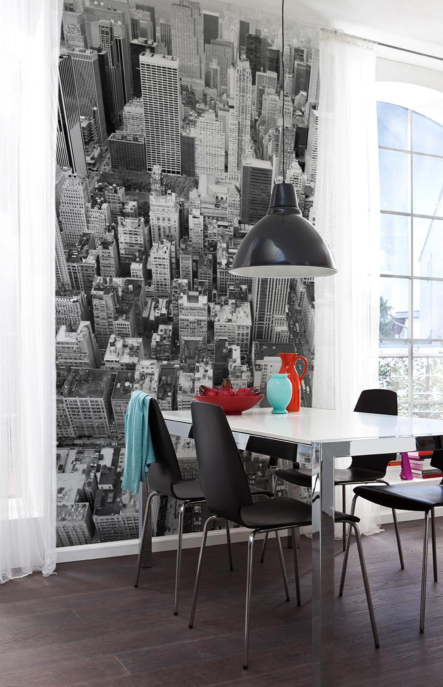 Vliestapete Uptown - Weiß/Grau, Basics (150/250cm) - Komar