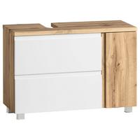 Waschbeckenunterschrank Varese B: 85 cm Wotaneiche Dekor/Weiß - Eiche Wotan/Weiß, MODERN, Holzwerkstoff (85/56/35cm) - Held