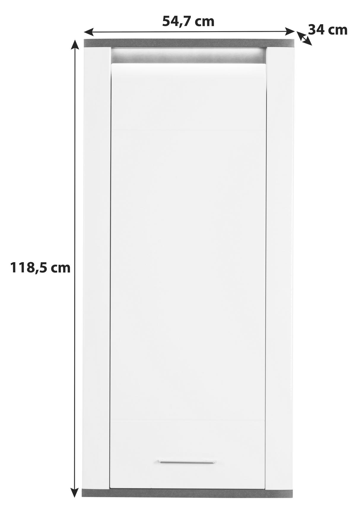 Függesztett Elem Alassio - grafitszürke/fehér, Modern, faalapú anyag (54,7/118,5/34cm) - Luca Bessoni