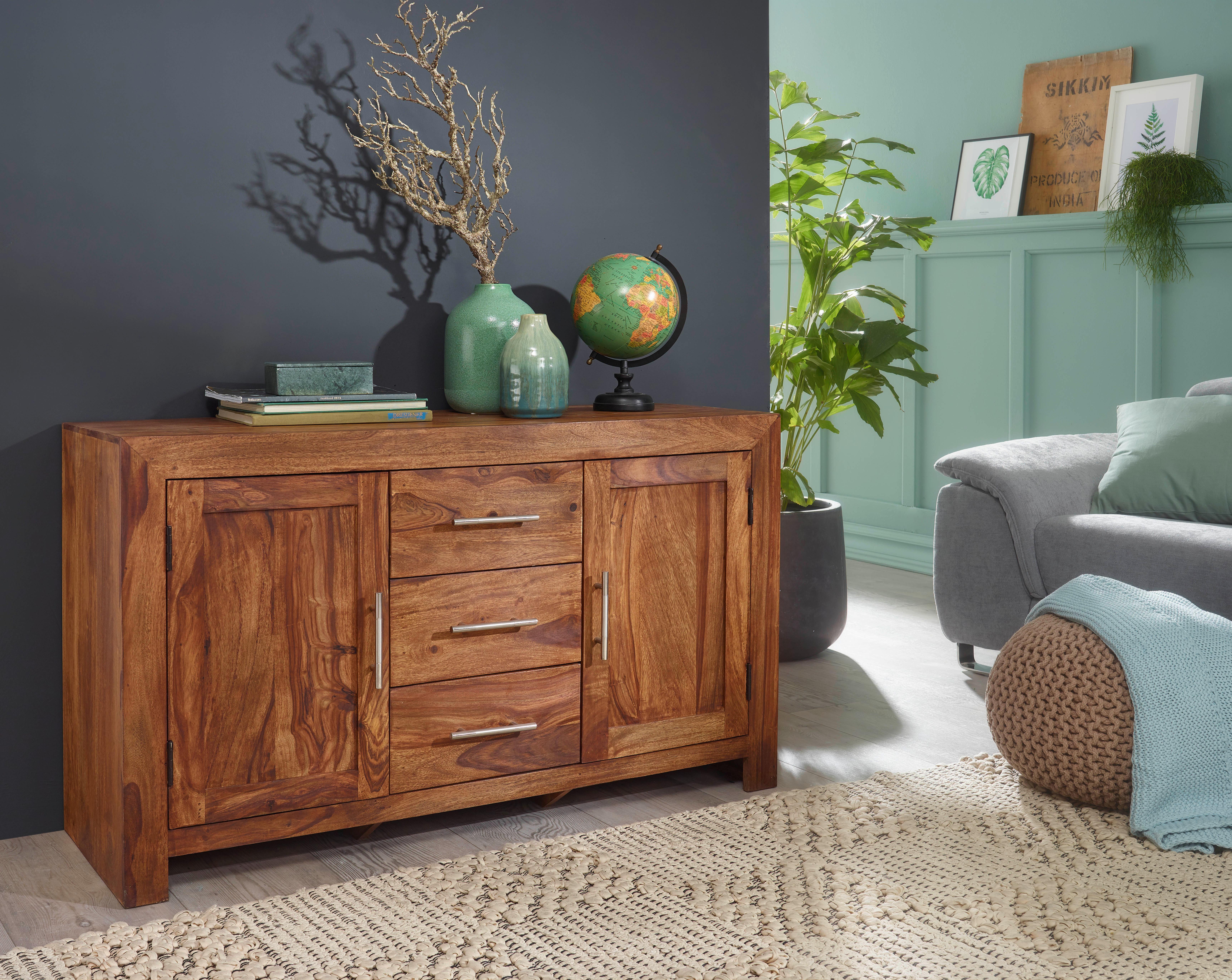Sideboard Sheesham Sheeshamfarben B: 118 cm - Sheeshamfarben, Design, Holz (118/70/40cm) - MID.YOU