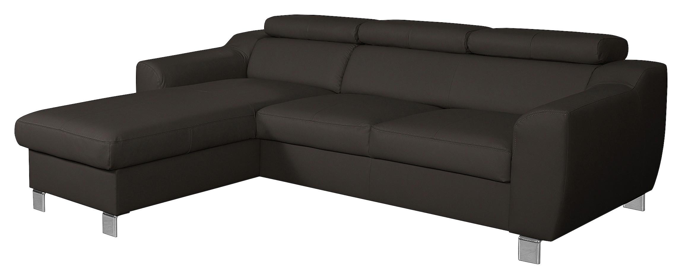 Ecksofa Aspen Dunkelbraun S: 176 Cm - Chromfarben/Dunkelbraun, Design, Leder/Textil (176/242cm) - Livetastic