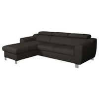 Ecksofa Aspen Dunkelbraun S: 176 Cm - Chromfarben/Dunkelbraun, Design, Leder/Textil (176/242cm) - Livetastic