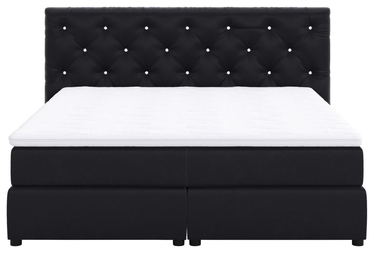 Boxspringbett Castle Schwarz Lf: 140x200 cm - Schwarz, Holzwerkstoff/Textil (180/200cm) - MID.YOU