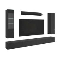 Wohnwand Vera Xxl Schwarz Matt B: 300cm - Schwarz/Grau, Basics, Glas/Holzwerkstoff (300/162/33cm) - P & B