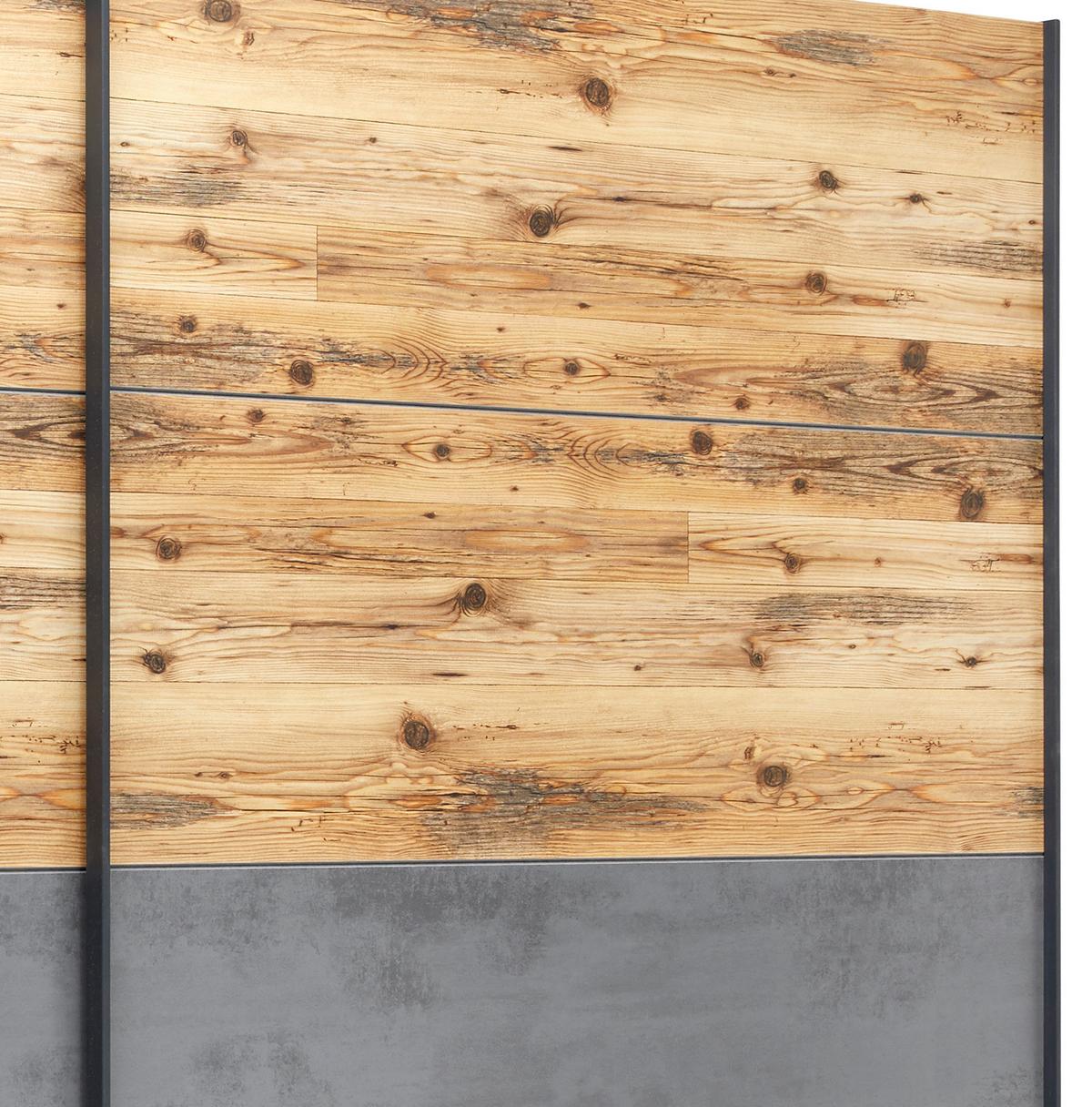 Schwebetürenschrank 270cm Alicante, Alpinlook/Betonoxid - Fichtefarben/Eichefarben, MODERN, Holzwerkstoff (270/210/60cm) - Luca Bessoni