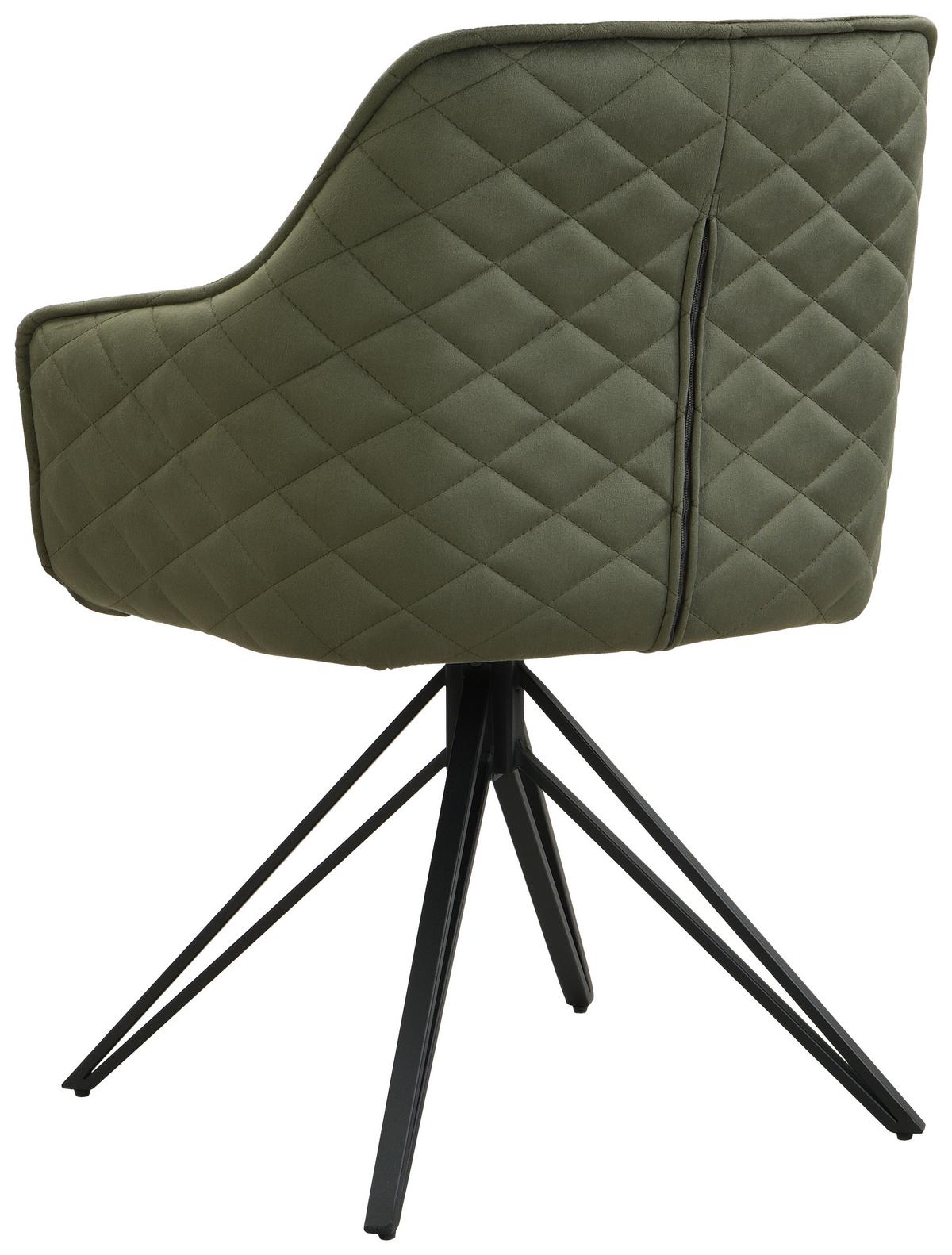 Armlehnstuhl Aurelia Grün/Schwarz B: 57 cm - Schwarz/Grün, MODERN, Textil/Metall (57/82/61cm) - Livetastic